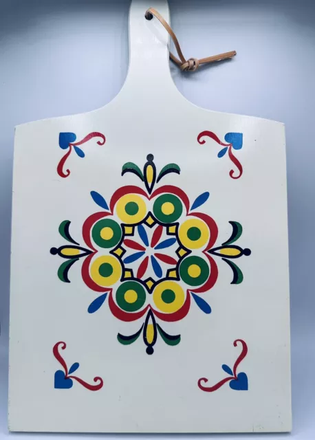 Set Of 2 Hand Painted 1960's Vintage Retro MCM Wood Cutting Board Yugoslavia