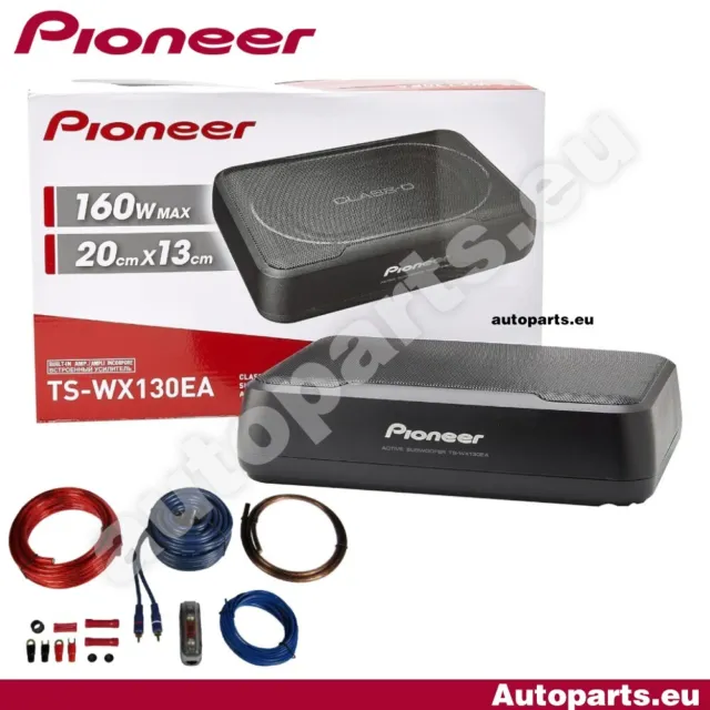 Pioneer TS-WX130EA Subwoofer Verstärkt unter Sitz + Kabelsatz Montage