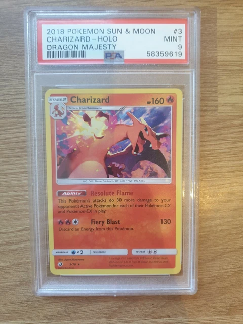 Pokemon PSA 9 Charizard 3/70 Dragon Majesty Card Rare Holo Mint