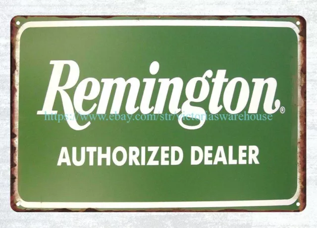 pub shop garage vintage reproduction Remington Dealer metal tin sign