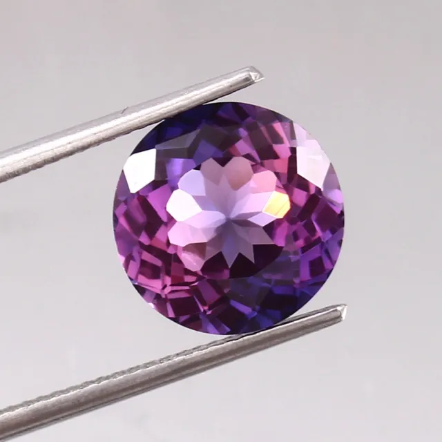 AAA Natural Bi-Color Ceylon Purple Sapphire Loose Round Cut Gemstone 11x11 MM 3