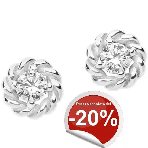 Orecchini punto luce Comete ORB 870 oro bianco 18 kt diamanti 0,20 ct Garanzia