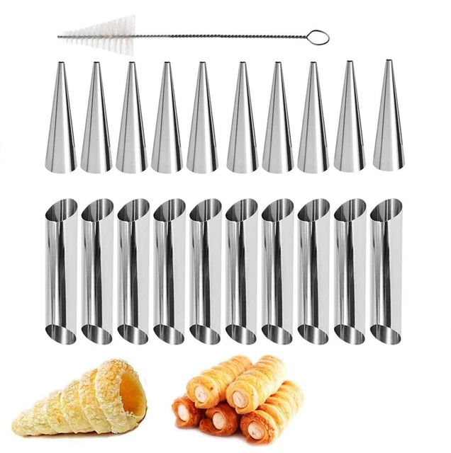 Cream Horn Molds 21 pcs Stainless Steel Cannoli Form Tubes Cream Roll