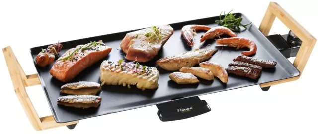 Bestron elektrischer Tischgrill, Teppanyaki Grillplatte im Asia Design 1800W