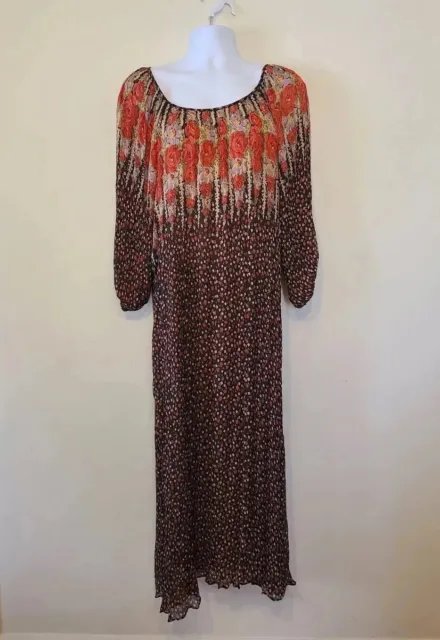 Mes Demoiselles Paris Womens 42 Us 10 M Long Sleeve Floral Boho Maxi Dress