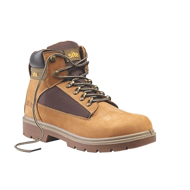 SITE SAFETY BOOTS Mens Wide Fit Honey Nubuck Leather Steel Toe Cap Site safety boots mens wide fit honey nubuck leather steel toe cap