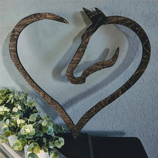 Amore cavallo cuore legno parete arte casa decorazione legno cavallo cuore parete 8367