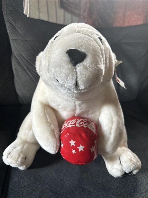 Coca Cola Polar Bear Vinyl Beach Ball 8” Plush Stuffed w/ Tag 1998 Play by Play