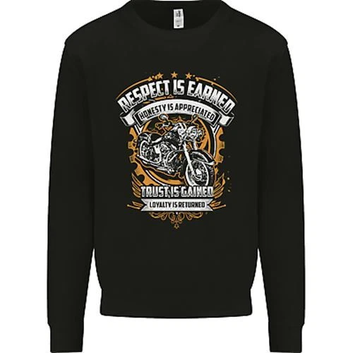 Felpa Maglione Maglione Moto Moto Biker Bambini Respect Earned