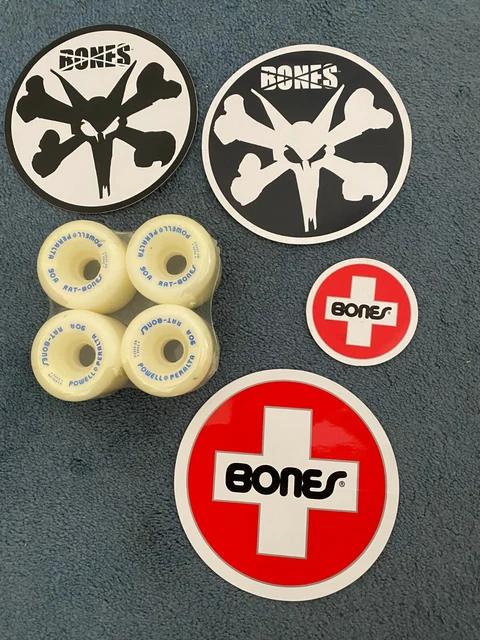Powell Peralta RAT-BONES Skateboard White Wheels 60mm 90A plus stickers