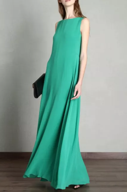 RRP€890 Max Mara silk georgette Summer Maxi Dress Gown in green 38_IT 4US 34DE