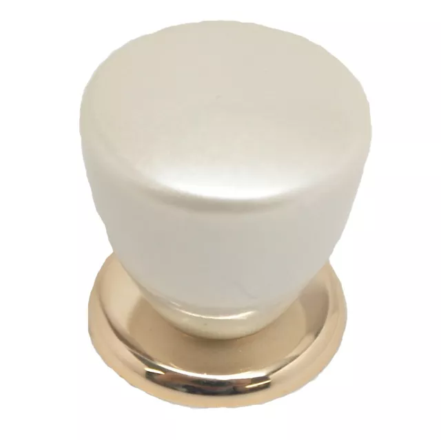 AMEROCK Pearl White & Brass 1" Cabinet Knob Pull BP5613-PRL Cupboard Door Drawer
