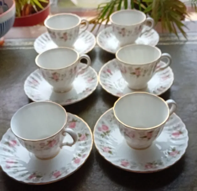 Minton Spring Bouquet 6 Coffee Cups And Saucers New Unused English Vintage...