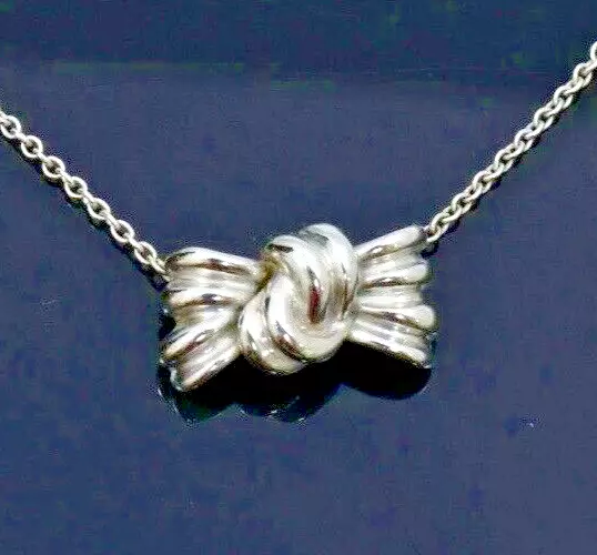 Tiffany & Co. Sterling Silver  Bow Ribbon Knot Pendant Necklace