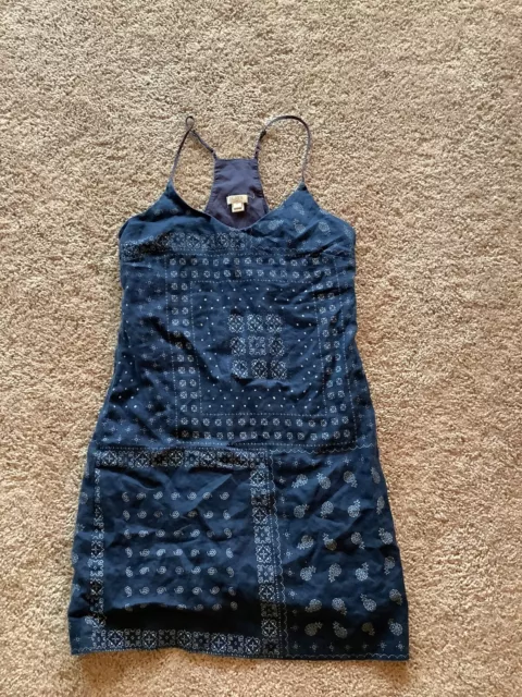 J. Crew Linen Blue Bandana Print Mini Dress Size 00