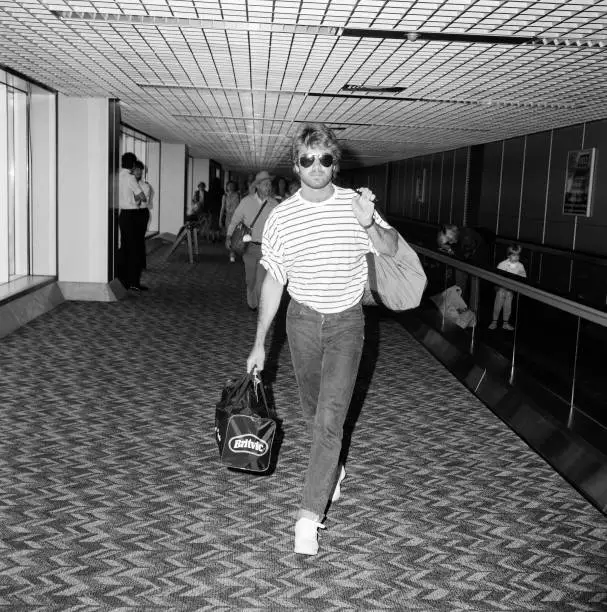 George Michael arriving at Heathrow airport 1987 Old Photo