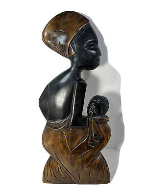 Hand Carved Large 22” Wooden Wall Plaque-West African Mother & Child from Ghana