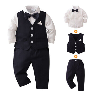 Baby Boy 4 PIECE Waistcoat Suit Kids Suit Formal*Party*Wedding*Tuxedo Childrens