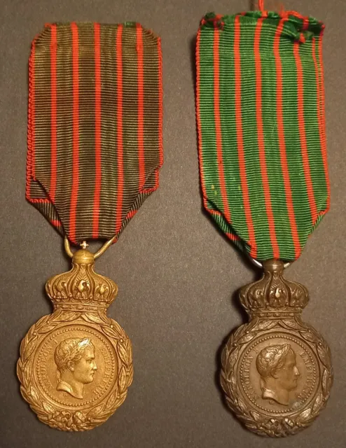 Lot de deux médailles de Sainte-Hélène en bronze mais différentes, ordonnance