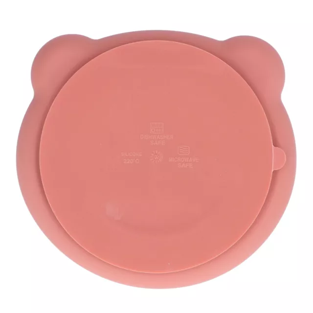 (Brick Red)Baby Suction Utensil Baby Suction Plate Easy Washing Cute Bear Shape