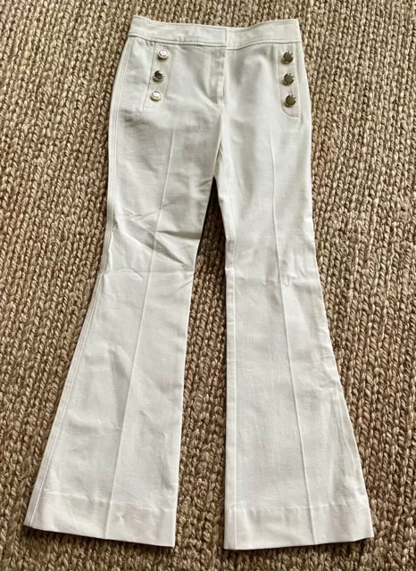 Derek Lam 10 Crosby Ladies Ivory Flared Pants Gold Buttons- Size 6