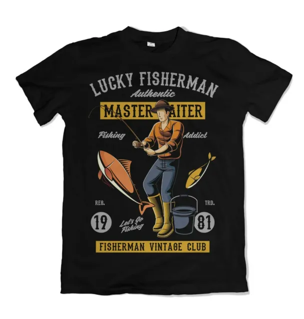 T-shirt da uomo Lucky Fisherman Fishing Gear River Sea Ocean Fish Boat Ship S-3XL