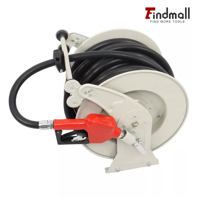 Findmall Auto Fueling Nozzle Fuel Hose Reel Retractable Diesel Hose Reel 3/4"×66