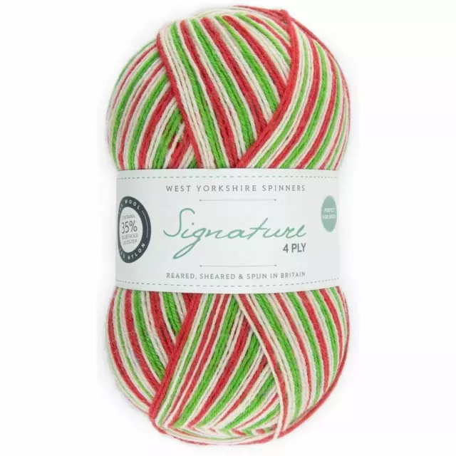 West Yorkshire Spinners Signature 4 Ply Yarn Wool 100g - Candy Cane (989)