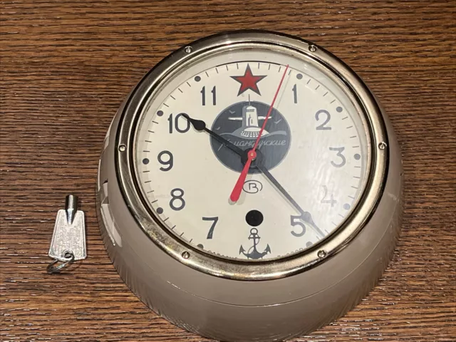 Vintage Russian Soviet CCCP Submarine Wall Desk Clock (Modified w/Battery Mech)