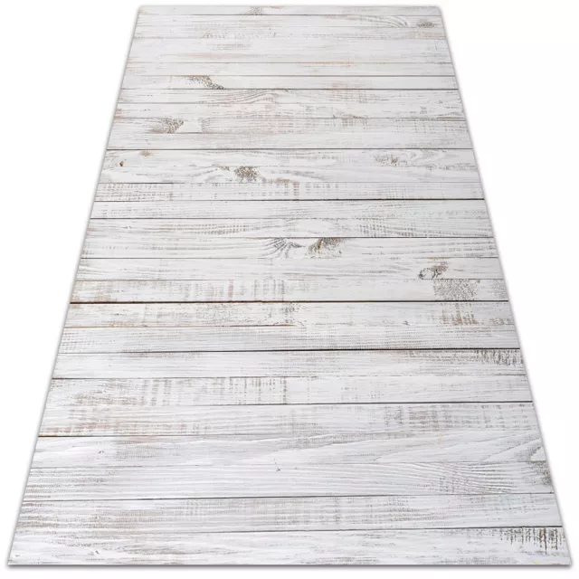 Washable Vinyl Large Balcony Patio Outdoor Rug Mat White plank texture 150x225