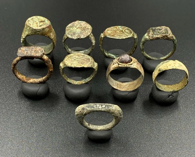 Ancient Near Eastern Roman Greek Sasanian Jewelry Bronze Signet Rings Antiquity