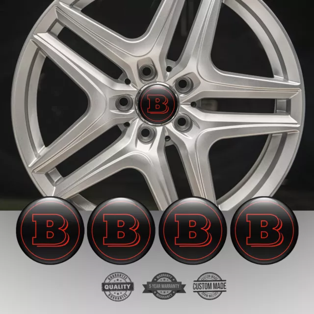 Set of 4 Silicone Center Wheel Cap Stickers Brabus Emblem Logo Decals Rims