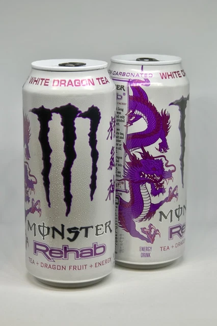 MONSTER ENERGY DRINK Rehab White Dragon Fruit Tea Full Cans