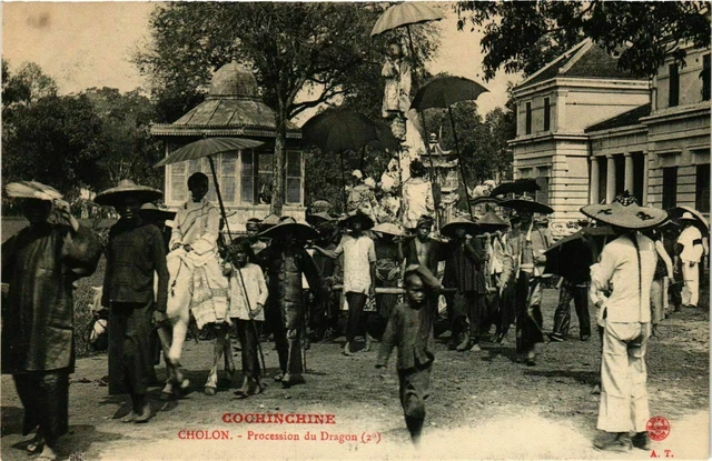 CPA AK Cochinchina - CHOLON - Procession du Dragon VIETNAM INDOCHINA (779311)
