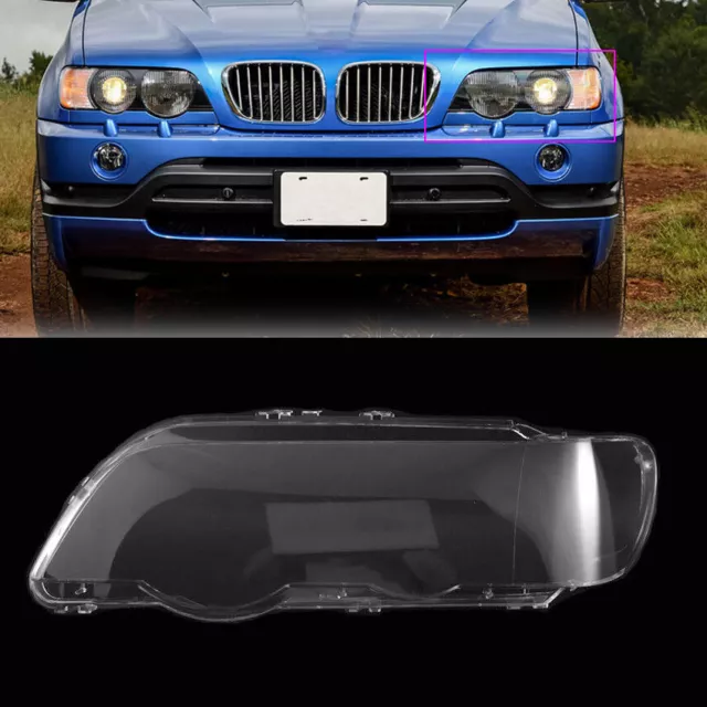 Left Side Headlight Headlamp Lens Cover Fit For BMW X5 E53 2000 2001 2002 2003