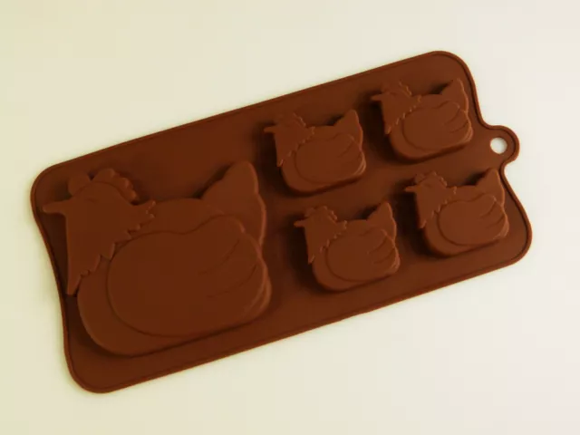 4+1 Hühnerhenne Schokolade Platte Bar Form Silikon Backgeschirr Form Süßigkeitenharz Wachs