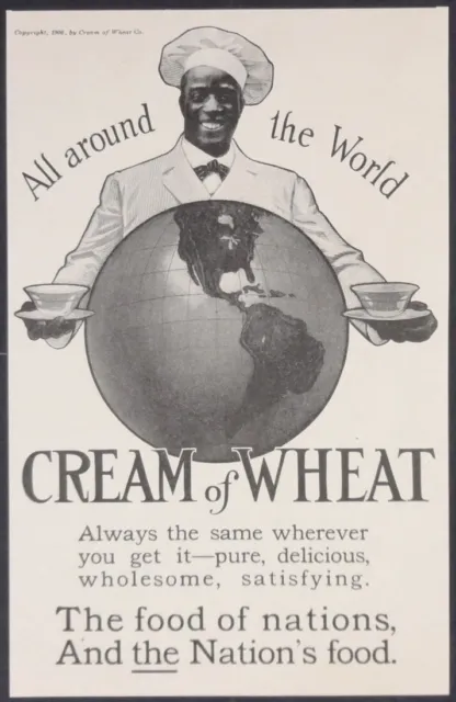 Vintage Magazine Ad 1907 Cream of Wheat Chef Globe "All Around the World" small