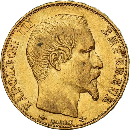 [#1111390] Coin, France, Napoleon III, 20 Francs, 1856, Paris, AU, KM 781.1