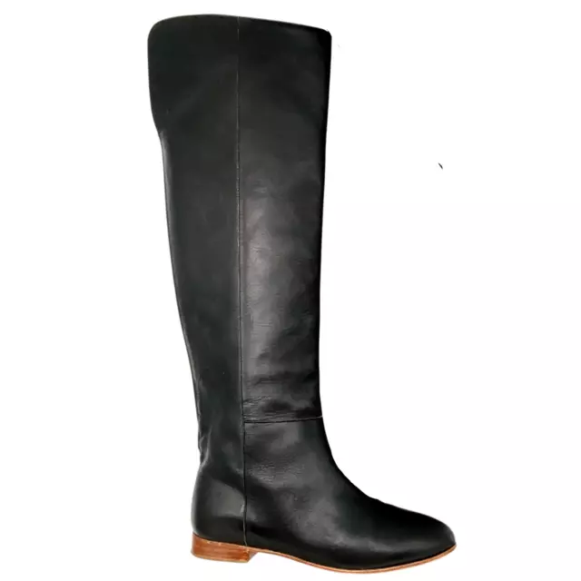 Loeffler Randall Marit Knee High Leather Black Brown Riding Boot 6.5B Fits 5.5-6