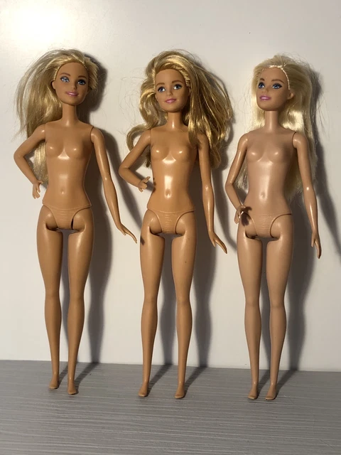 Barbie Doll Flat Foot Bundle Nude Blonde Hair Dolls / No Clothes No Shoes