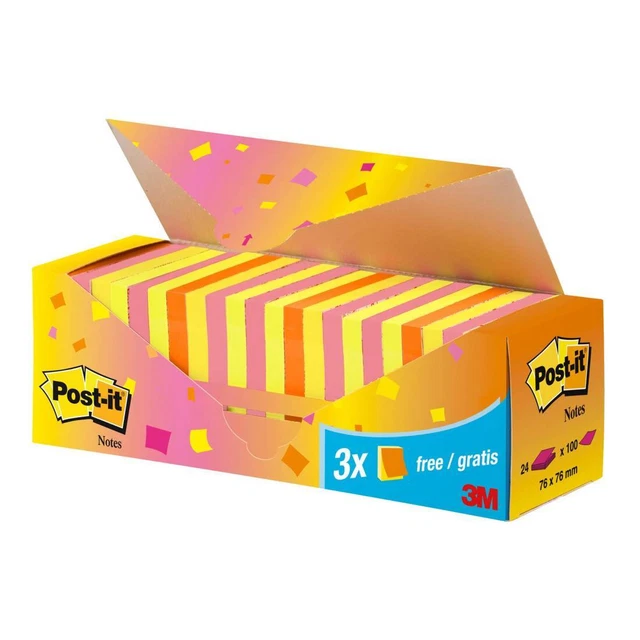 Blocco foglietti Post it® Super Sticky - 654-NP24 - 76 x 76 mm - colori assortit