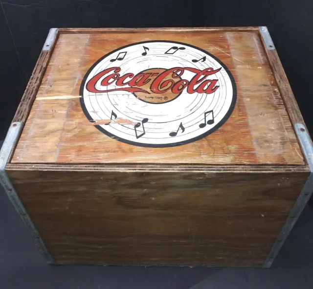 Rara caja de mediados de siglo CAJA DE DISCOS COCA-COLA DE MADERA LP música gráficos publicidad