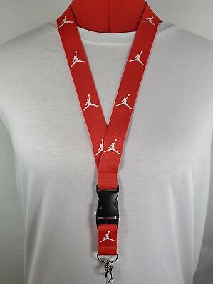Jordan Lanyard Red & White Strap Detachable Keychain Badge ID Holder