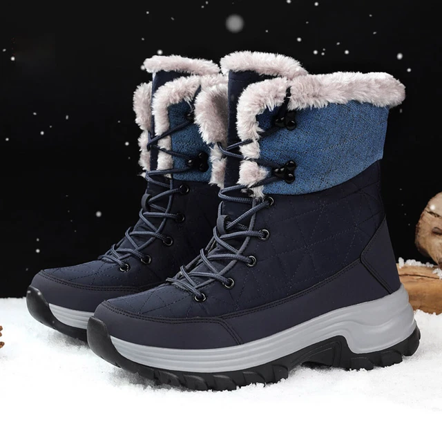 Men Warm Cozy Snow Boots Snow Boots Waterproof Combat Desert Boot (Blue 43)