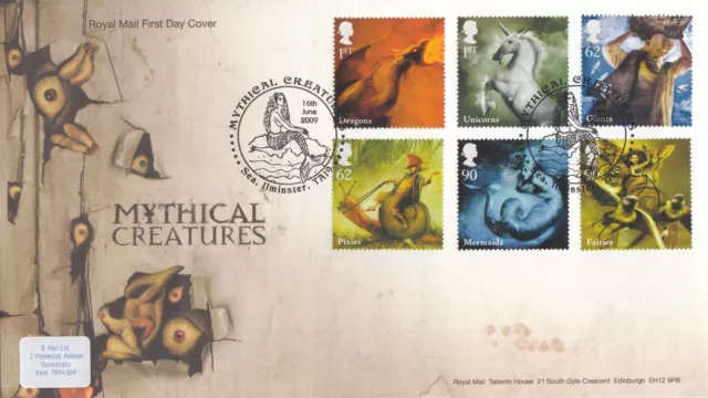 (108115) Mythical Creatures GB FDC Sea Ilminster 2009