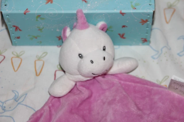 Doudou Mes Petits Cailloux Licorne Plat Rose Blanc Neuf 2