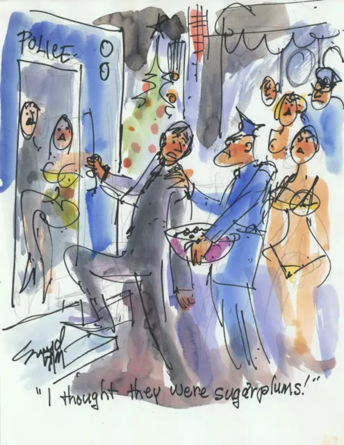 Doug Sneyd Signed Original Art Playboy Holiday Gag Rough Sketch Christmas Party