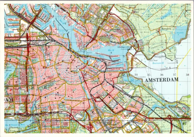 Postcard Netherlands Amsterdam Map