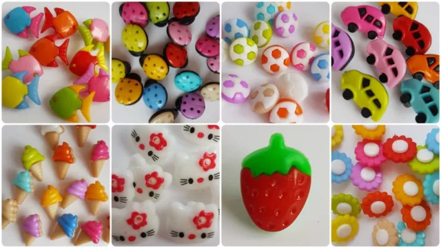 Small Novelty Child Buttons – Shank, Football, Ladybird, Car, Flower, Cardigan