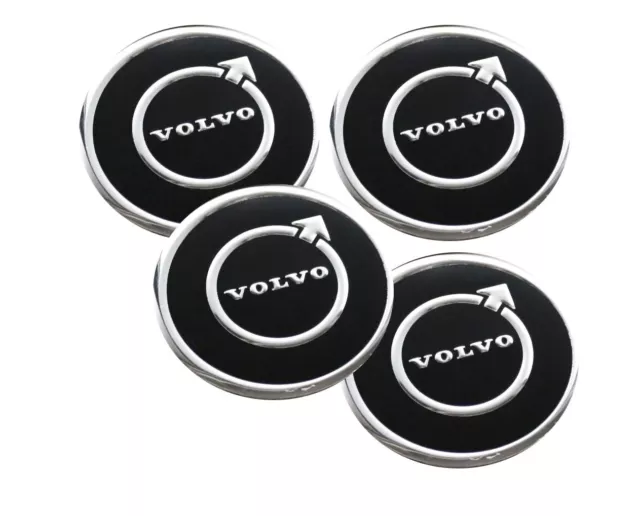 4 x 60mm Stickers for Wheel Center Centre Hub Caps Black for VOLVO